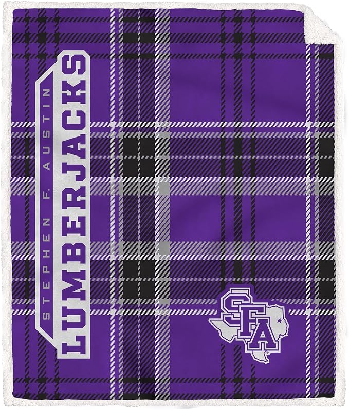 NCAA Stephen F Austin Lumberjacks Playmaker Plaid Ultra Cozy Sherpa Throw