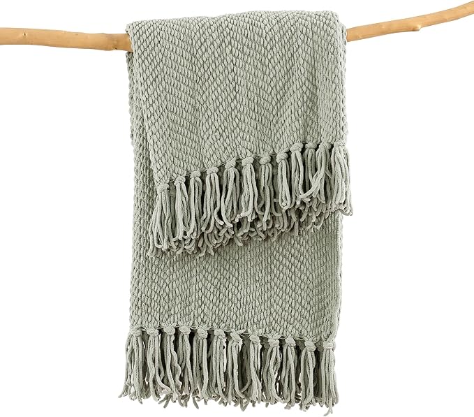 Home Soft Things Silver Throw Blanket Knitted Tweed Throw 50'' x 60'', Silver, Super Soft Cozy Warm Comfortable Breathable Throw for Living Room Chair Couch Bed Sofa Bedroom Home Décor