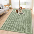 Smiry Dog Door Mat for Muddy Paws 59x35, Absorbent Dirt Trapper, Non-Slip Washable Chenille Entryway Rug for Inside Floor, Sage Green, Layered Pattern