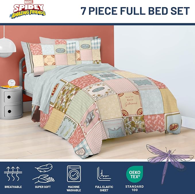 Gilmore Girls Full Comforter Set 7 Piece Soft Bedding for Girls, Multi | Bed in a Bag, Comforter Sheets Shams Pillowcases, Official Product, Soft Microfiber, Machine Washable, Girls Gift