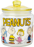 Silver Buffalo Peanuts Squad Featuring Snoopy, Glass Jar with Lid | Cookie Snack Candy Jar, Featuring Charlie Brown, Schroeder, Lucy, Linus, Sally, Pigpen, Woodstock, and Franklin, Small Size