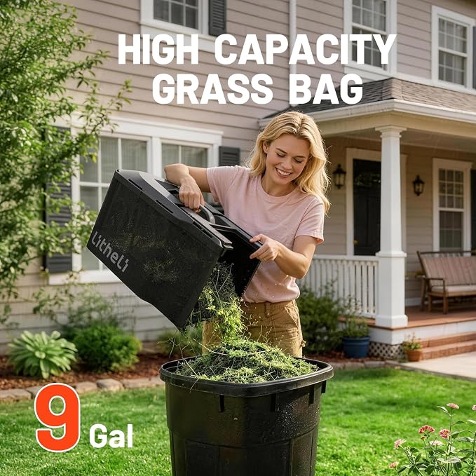 Litheli 14 Inch Brushless Lawn Mower with 2x5Ah Batteries for Long Runtime, Cordless Electric Push Mower with 5-Position Height Adjustment for Yard Garden Farm