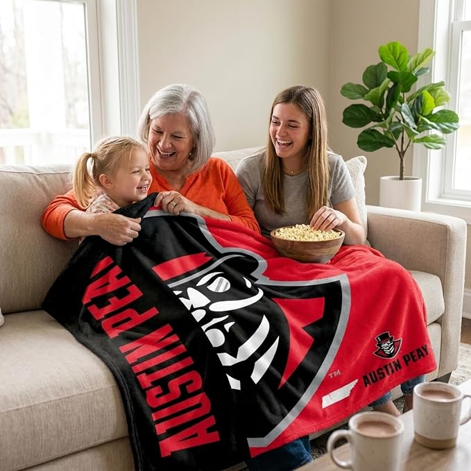 Proformance Home NCAA Austin Peay Governors Endzone Ultra Soft Tailgate Throw