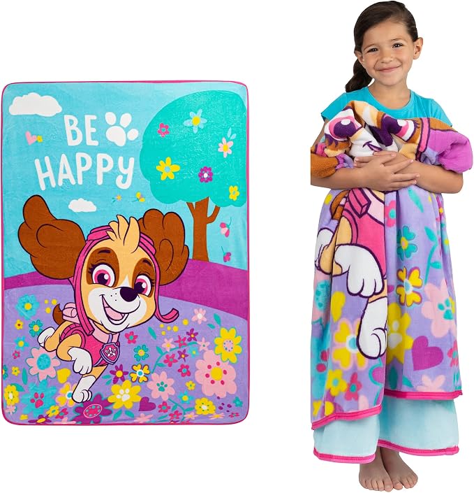 Franco Kids Bedding Super Soft Micro Raschel Throw, 46 in x 60 in, Paw Patrol Skye Girls
