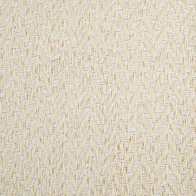 DII Modern Zig Zag Throw Blanket Woven Cotton, Hand-Knotted 2.5" Fringe, 50x60, Natural