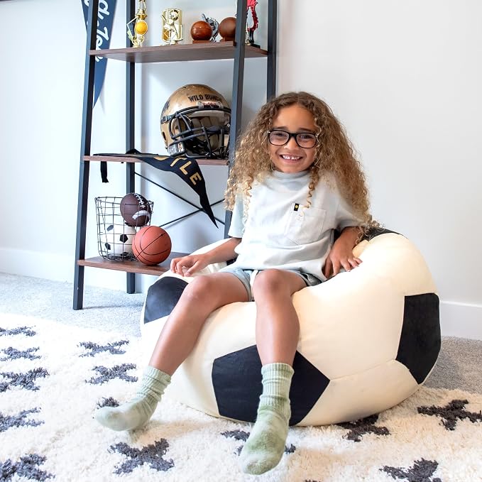 Big Joe Sports Ball Child-Sized Bean Bag Chair for Kids, Soccer Ball Plush, Ultra-Soft Lightweight Polyester Blend, 2.5 Foot Refillable