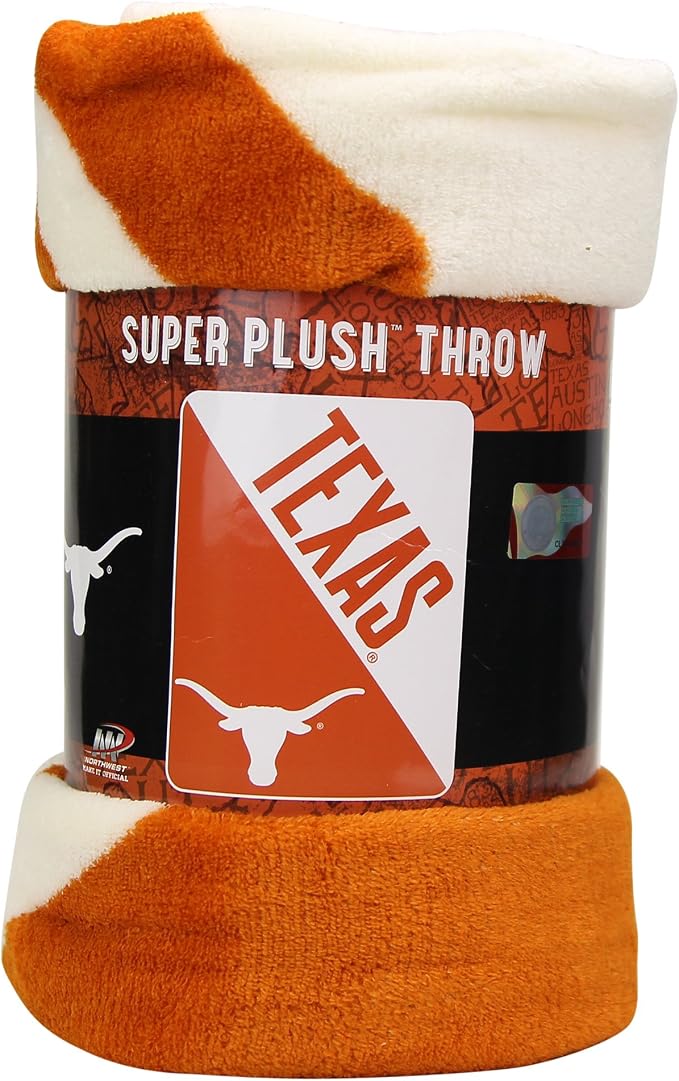 NORTHWEST NCAA Texas Longhorns Micro Raschel Throw Blanket – 46 x 60 Inches – Halftone Design (Pack of 6)