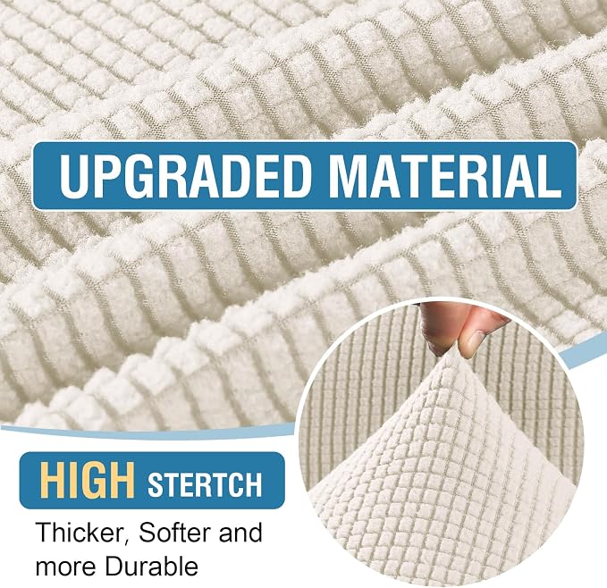H.VERSAILTEX 2025 New Sectional Couch Covers 6 Pieces Stretch Sofa Covers for Sectional Sofa Set Separate L Shaped Couch Cover for Both Left/Right Couch (Seat and Back: 1 Chaise + 2 Sofa, Ivory)