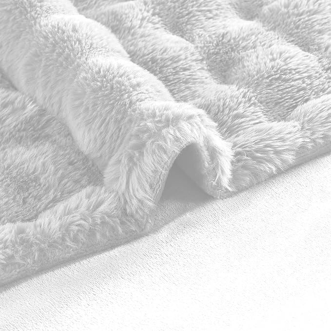 Modern Threads Water-Resistant Faux Rabbit Fur Pet Blanket for Dogs & Cats – Ultra-Soft Couch, Bed & Crate Protector, 40x50 White