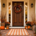 27.5"x43" Outdoor Rug, Orange and White Front Door Mat, Cotton Woven Entryway Rug, Washable Layering Rug for Front Porch Fall Outdoor Decor