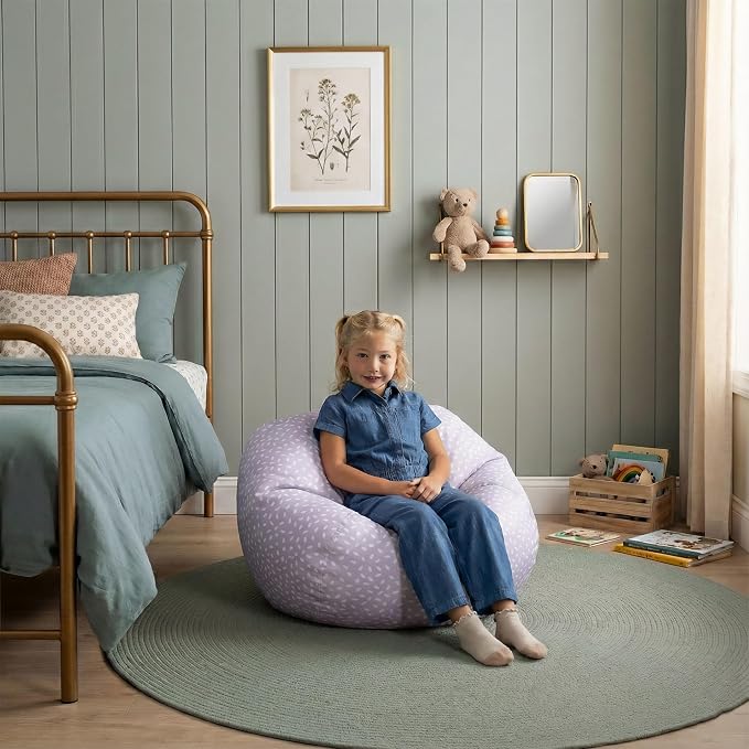 Big Joe Classic Bean Bag Chair for Kids Bedroom and Reading Nook, Easy-Clean Petal Pip Lilac, Durable Nylon Polyester Blend, 2 feet Refillable | 2 feet, Smartmax Fabric, Polystyrene Bean Filled, Refillable, Nylon Polyester, Safe for Kids Ages 3+, Suppo...