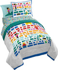 LEGO® Blocks Twin Comforter Set 5 Piece Soft Kids Bedding, White | Bed in a Bag, Comforter Sheets Sham Pillowcase, Official Product, Soft Microfiber, Machine Washable, Easy Care, Kids Gift