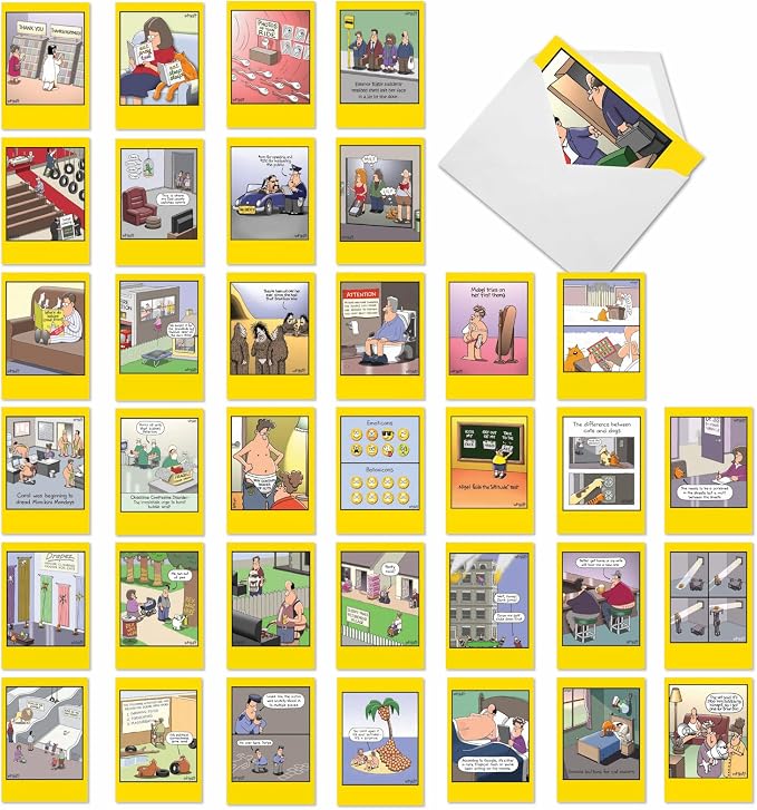 NobleWorks - 36 Assorted Set Funny Mixed Occasions Cards Bulk Box w/Envelopes, Humor Birthday Get Well Friendship (36 Designs, 1 Each) - Whyatt's Wide Variety AC9382XXG-B1x36