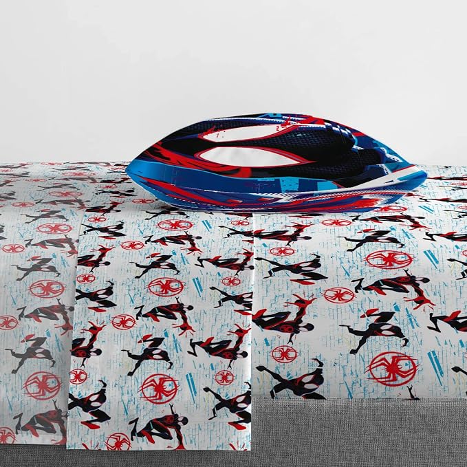 Jay Franco Marvel Spiderman Spider-Verse Twin Comforter Set | Bed in a Bag, Comforter Sheets Sham Pillowcase, Official Brand, Soft Microfiber, Machine Washable, Easy Care, Boys Gift