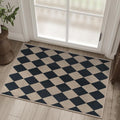 Rugalia Easy Jute Checkered Entryway Rug, 2x3 Black Modern Indoor Outdoor Doormat, Washable Non-Slip Neutral Small Kitchen Rug Farmhouse Diamond Throw Rugs for Entrance Bedroom Bathroom