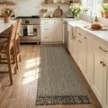 Collive 2' x 6' Kitchen Runner Rug, Modern Farmhouse Washable Bathroom Mat, Boho Moss Green Hallway Runner Rugs Hand-Woven Reversible Bedroom Carpet for Laundry Entryway Home Decor