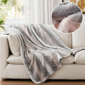 Madison Park Zuri Faux Fur Reversible Throw Blanket, 50 x 60 in, Blush/Grey | Soft Plush, Luxury, Animal Stripes, Mink Reverse, Modern, All Season, for Bed Sofa Couch, OEKO-TEX Certified