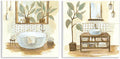 Stupell Industries Sage Green Bathroom Interiors Traditional Plants, Design by Silvia Vassileva Wall Plaque, 12x12, Beige