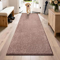 PURRUGS Dirt Trapping Door Mat 31.5" x 70", Non-Slip Machine Washable Entryway Rug, Dog Doormat, Indoor Front Door Mat, Super Absorbent Entry Rug for Muddy Shoes & Paws, Brown-Light Cream