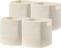 UBBCARE Set of 4 Storage Cubes-13 X 13 X 13 In, Cotton Rope Basket for Shelves, Toys, Book, Cube Storage Bin with Handles, Woven Storage Basket for Organizing, Beige