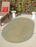 Unique Loom Jill Zarin Outdoor Collection Area Rug - Cape Town (5' 3'' x 8' Oval, Yellow and Aqua/ Light Blue)