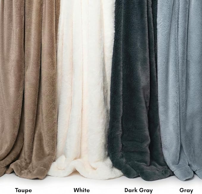 Americanflat 50x60 Double Sided Faux Fur Throw Blanket - Soft and Breathable Throw Blanket for Couch, Bed, Chair - White Faux Fur Blankets Perfect for Home, Bedroom, or Outdoor Use