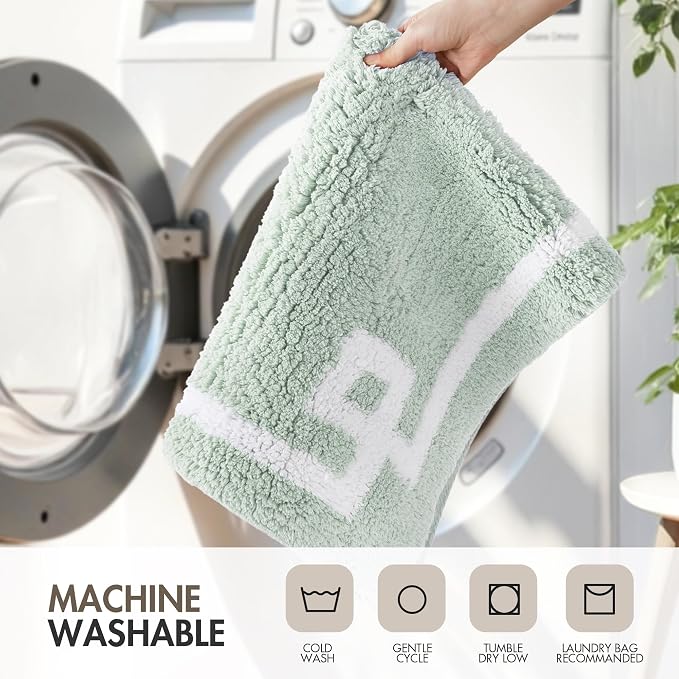 Madison Park Evan 100% Cotton Bath Rug Plush Absorbent, 20" x 30", Seafoam | Non-slip Backing, OEKO TEX, Luxurious Tufted Plush Bath Mat for Bathroom, Quick Dry, Spa Design Decorative for Shower Room