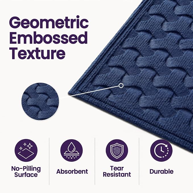 DEXI Front Door Mat Outside Entrance, 17x30 Heavy Duty Entry Doormat Dirt Trapper with Rubber Back, Non Slip Low Profile Floor Mats for Entryway Exterior Patio, Navy Blue