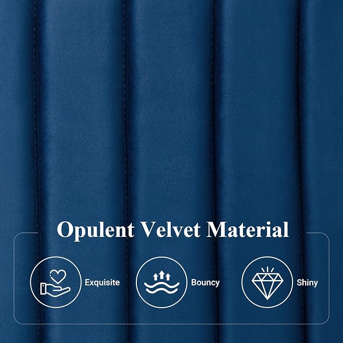 Allewie Queen Bed Frame, Velvet Upholstered Platform Bed with Adjustable Vertical Channel Tufted Headboard, Mattress Foundation with Strong Wooden Slats, Box Spring Optional, Easy Assembly, Navy Blue