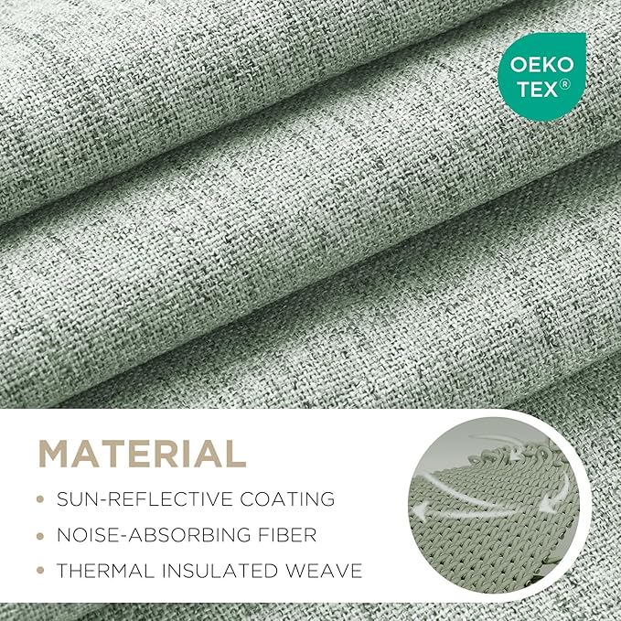 Joydeco Blackout Curtains for Bedroom - 72 Inch Long 100% Light Blocking 2 Panels Sage Green Drapes, Thermal Insulated Room Darkening Curtains, Linen Textured for Living Room, Rod Pocket & Back Tabs