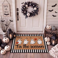 Tinideya 2 Pcs Halloween Layered Doormat Set, Cute Ghost Coir Doormat and Black White Striped Rug, Non Slip Fall Porch Decor for Entryway Patio Outdoor Decor