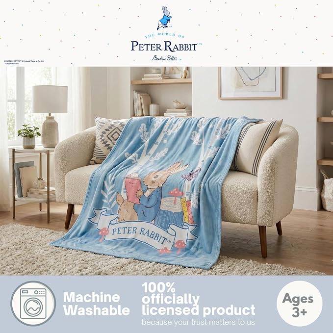 Peter Rabbit Book Spring Kids Bedding Super Soft Cozy Throw, 46 in x 60 in, (Officially Licensed Product) by Franco