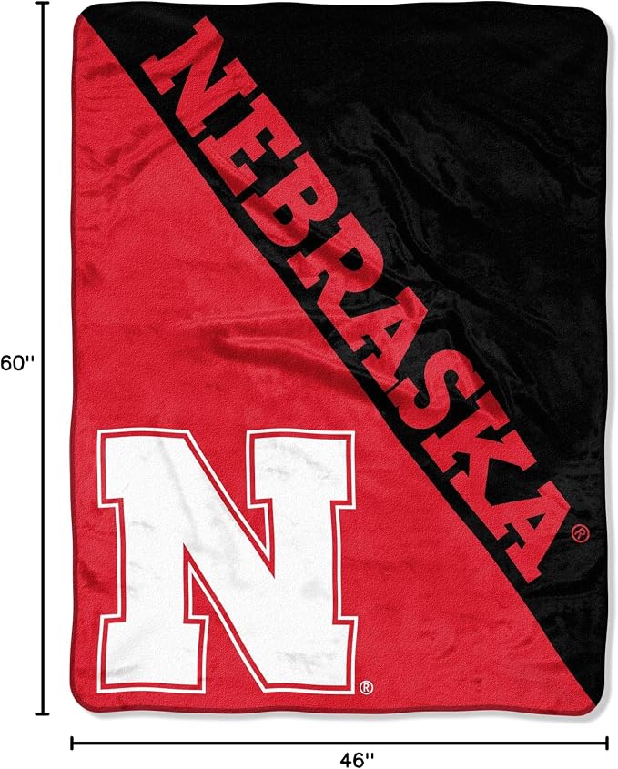Northwest NCAA Nebraska Cornhuskers Unisex-Adult Micro Raschel Throw Blanket, 46" x 60", Halftone