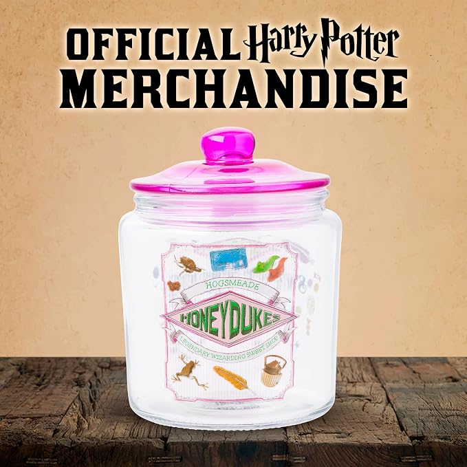 Silver Buffalo Harry Potter Hogsmeade Honeydukes Sweets, Glass Jar with Lid | Wizarding Treats, Cookie Snack Candy, Small Size