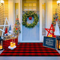 Ckorzen Red and Black Plaid Rug, 4' x 6' Christmas Halloween Outdoor Front Door Decor Mat, Cotton Hand-Woven Washable Rug for Layered Door Mats Carpet for Porch, Entryway