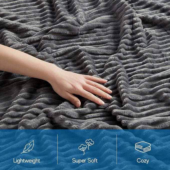 Nestl Grey Throw Blanket for Couch - Cozy Warm Fuzzy Blankets for Women, Set of 2 Small Fleece Throws for Girls - Gray, 50 x 60 Inches