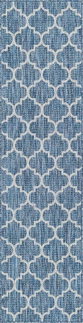 Unique Loom Trellis Collection Area Rug-Lattice Design, Moroccan Inspired for Indoor/Outdoor Décor, 2' 0" x 8' 0" Runner, Navy Blue/Gray