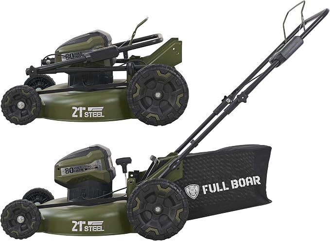 80V Brushless 21 in. 3-in-1 Cordless Battery Walk Behind Push Lawn Mower, 2 Batteries (5.0Ah) +1 Charger Included