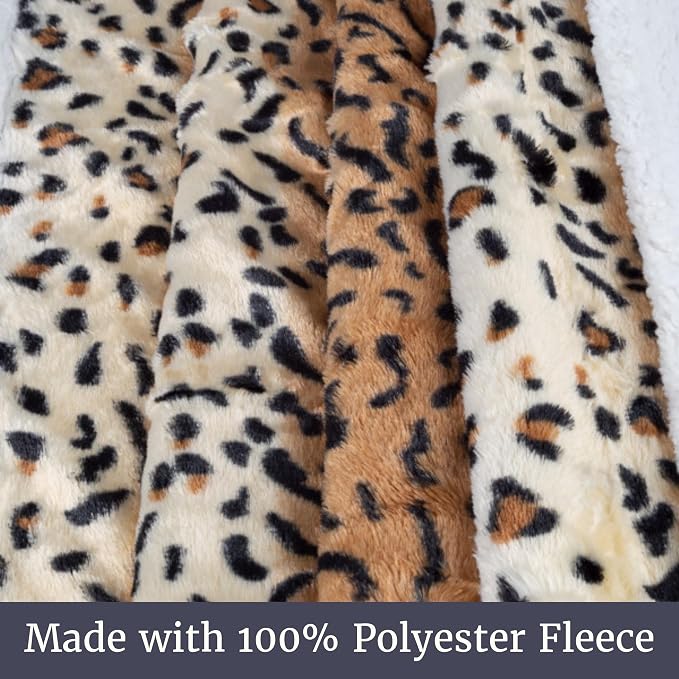 Lavish Home Fleece Sherpa Throw Blanket - Ultra Soft Plush Bed, Sofa or Couch 50" x 60" Tiger Set of 1