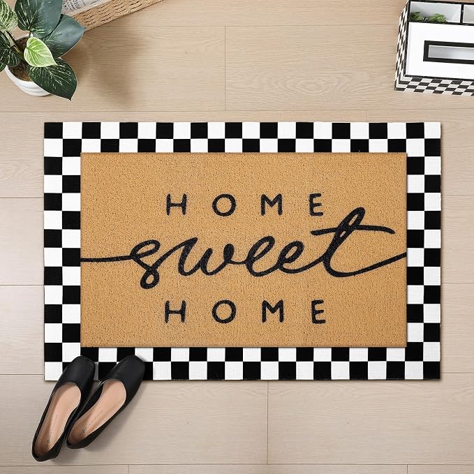 Tinideya 2 Pcs Door Mat Welcome Non Slip Coir Mats Floor Layering Doormats Seasonal for Front Porch Entryway Decor(Home Sweet)