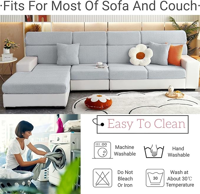 Soothing Home Sofa Covers, Sofa Hero Covers, Wear-Resistant Universal Couch Covers Washable Stretch Sectional Couch Cushion Covers (Yellow,Back Cover L)