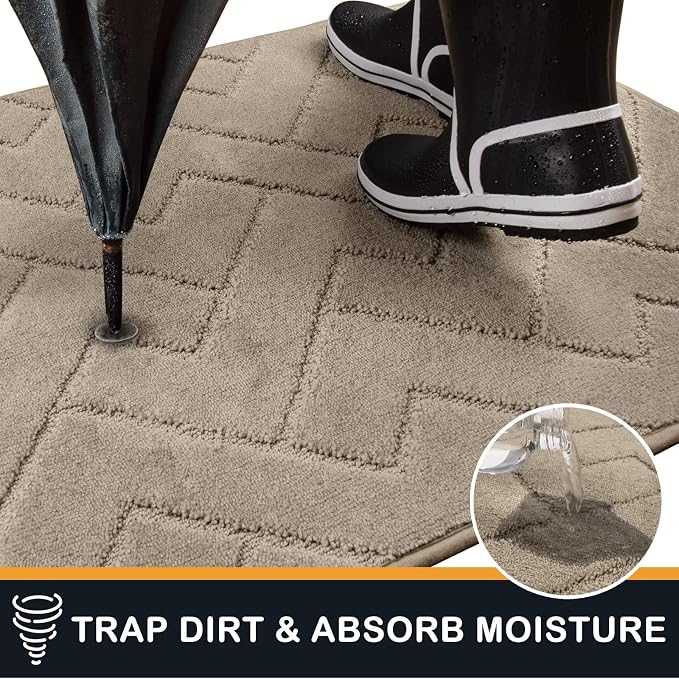 PURRUGS Dirt Trapping Door Mat 36" x 36", Non-Slip Machine Washable Entry Rug, Dog Doormat, Indoor Front Door Mat, Super Absorbent Entryway Rug for Muddy Shoes & Paws, Taupe