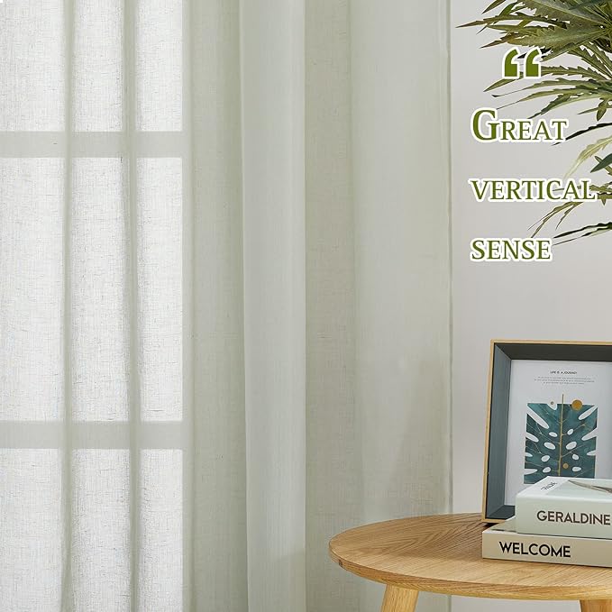 NICETOWN Sheer Linen Burlab Curtains & Drapes, Grommet Top Casual - Image 4