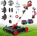 4-in-1 Cordless Lawn Mower, Weed Eater and Edger Combo, Adjustable Height & Angle, Electric String Trimmer with Wheels Grass Trimmer for Garden Yard (2x4.0Ah Battery & Charger Included)