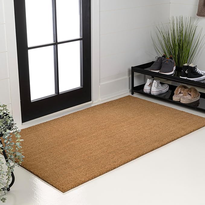 JONATHAN Y CHG100A-36 Peater Classic Casual Commerical Natural Coir Light Brown 3 ft. x 6 ft. Doormat for Entrance, Front Door, Entryway