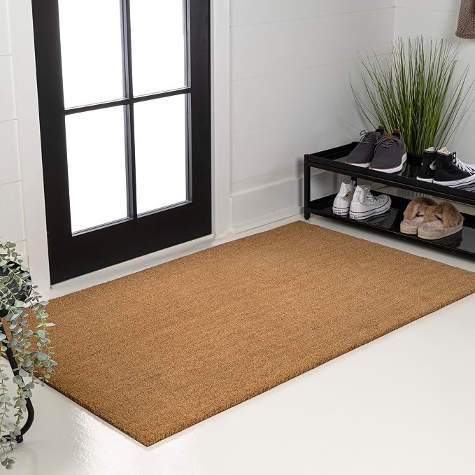 JONATHAN Y CHG100A-3 Peater Classic Casual Commerical Natural Coir Light Brown 3 ft. x 5 ft. Doormat for Entrance, Front Door, Entryway
