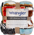 Carstens, Inc. Wrangler Ultra Premium Super Soft Plush Sherpa Fleece Oversized Throw Blanket 54" x 68", Vintage Western