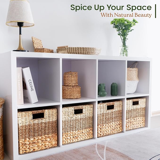CHI AN HOME 13x13 Wicker Storage Cubes, 13x13x13 Storage Cube Bins Set 4