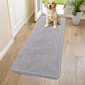 Smiry Dog Door Mat for Muddy Paws 59x20, Absorbent Dirt Trapper, Non-Slip Washable Chenille Entryway Rug for Inside Floor, Light Grey, Classic Solid