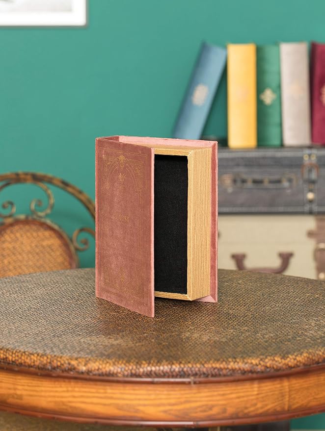 Decorative Vintage Book Shaped Trinket Storage Box - Brown